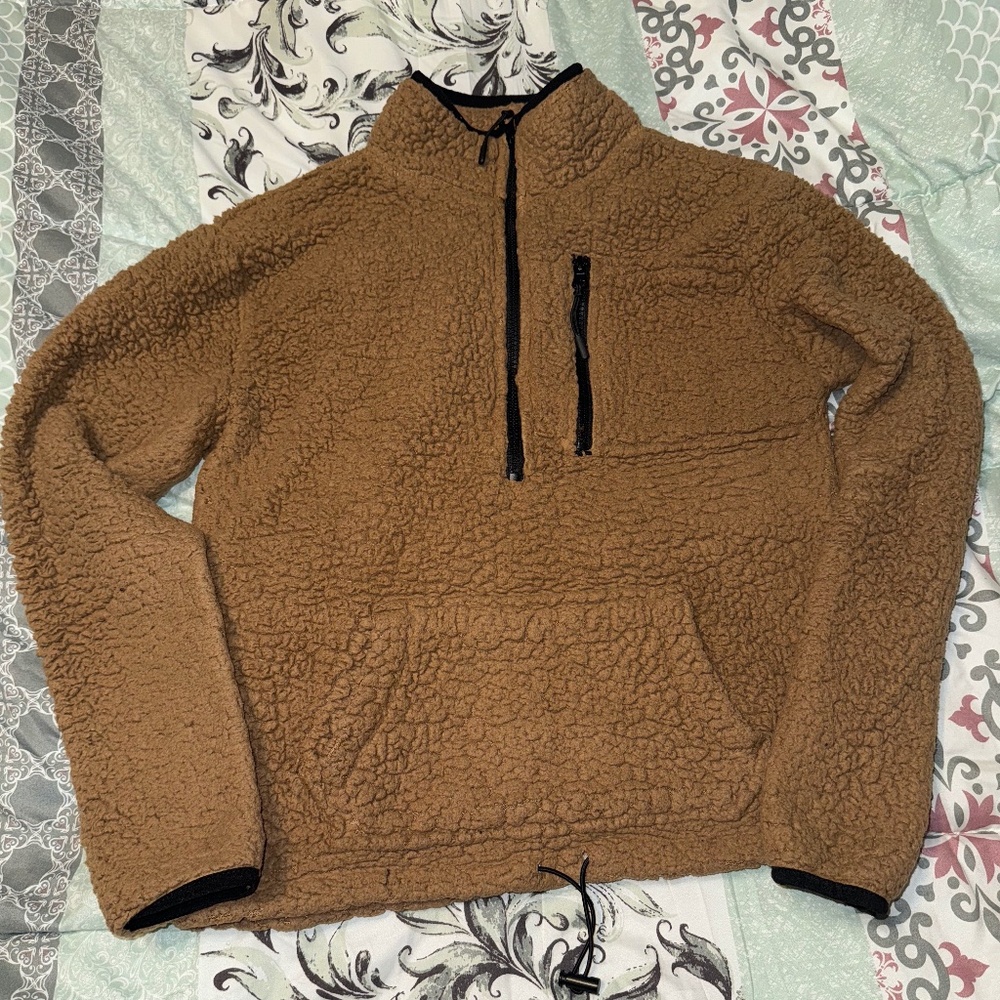 Brown Women Fleece Pullover Sweater